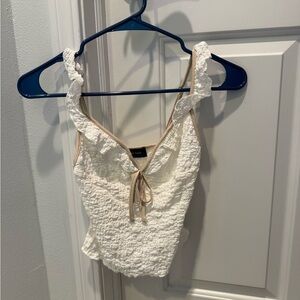 White Fox Boutique Textured White Crop Top